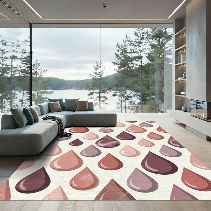 Red Pink Purple Droplet Pattern Rug
