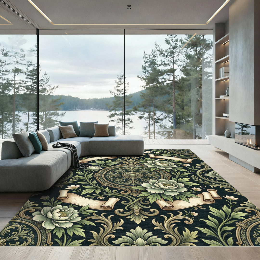 Vintage Floral Meadow Serpentine Ribbon Rug