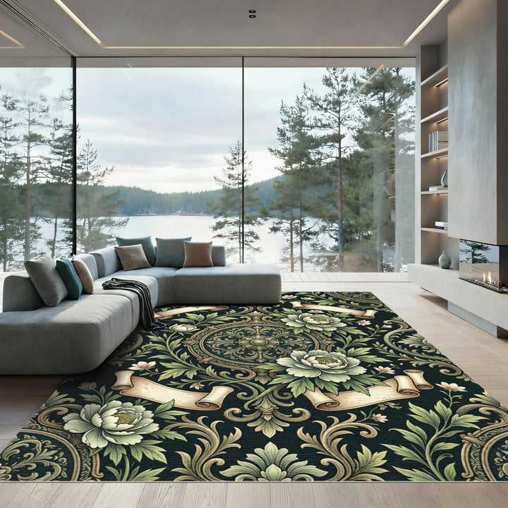 Vintage Floral Meadow Serpentine Ribbon Rug