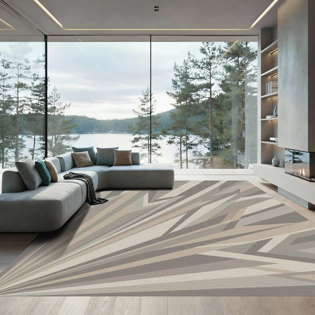 Earthy Tones Geometric Rays Rug