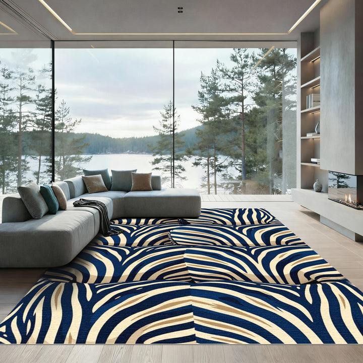 Royal Blue Zebra Stripes Rug