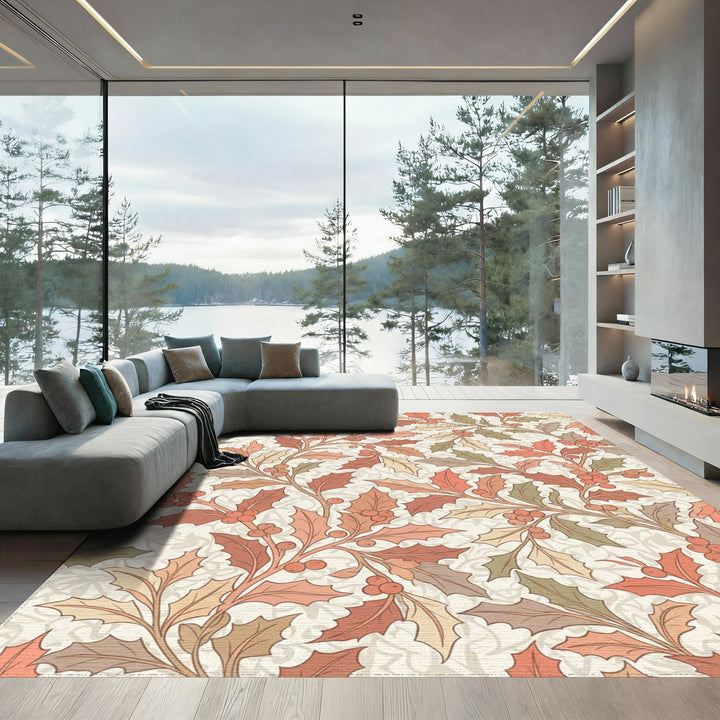 Autumn Berry Holly Botanical Tapestry Rug