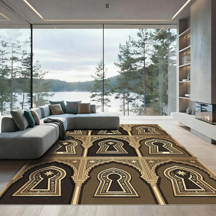 Gold Keyhole Archway Islamic Rug