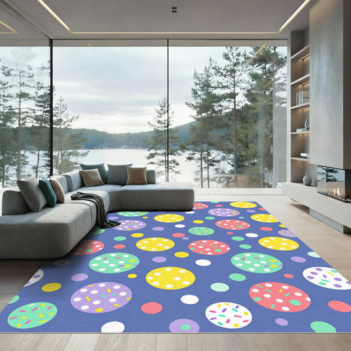Whimsical Colorful Polka Dot Confetti Rug