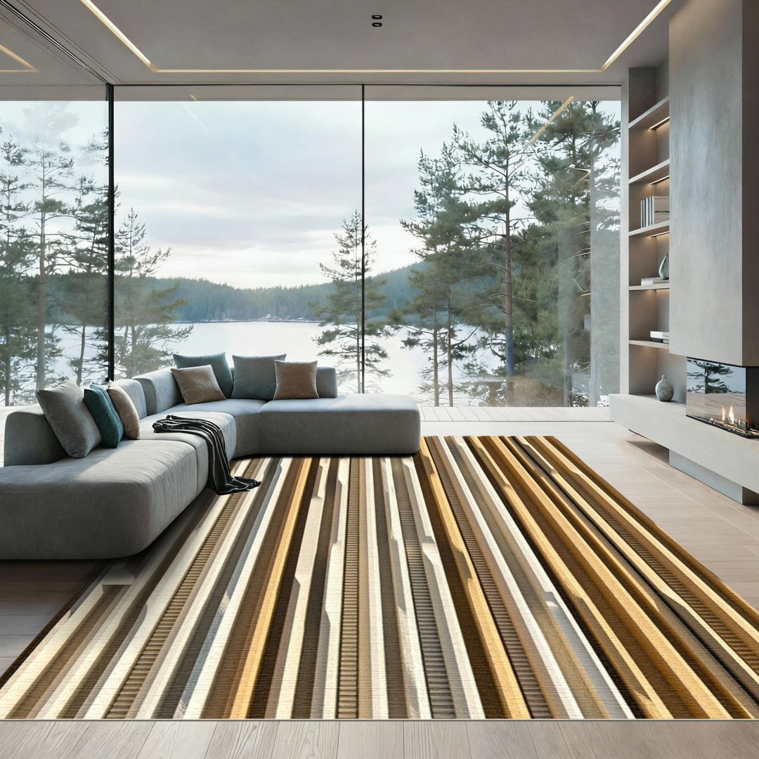 Neutral Textured Vertical Stripe Rug