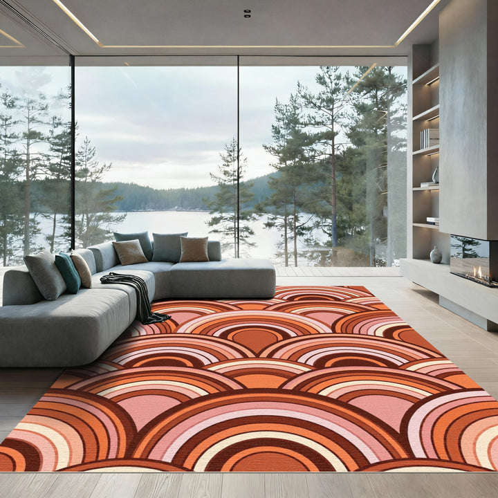 Retro Terracotta Arch Layers Rug