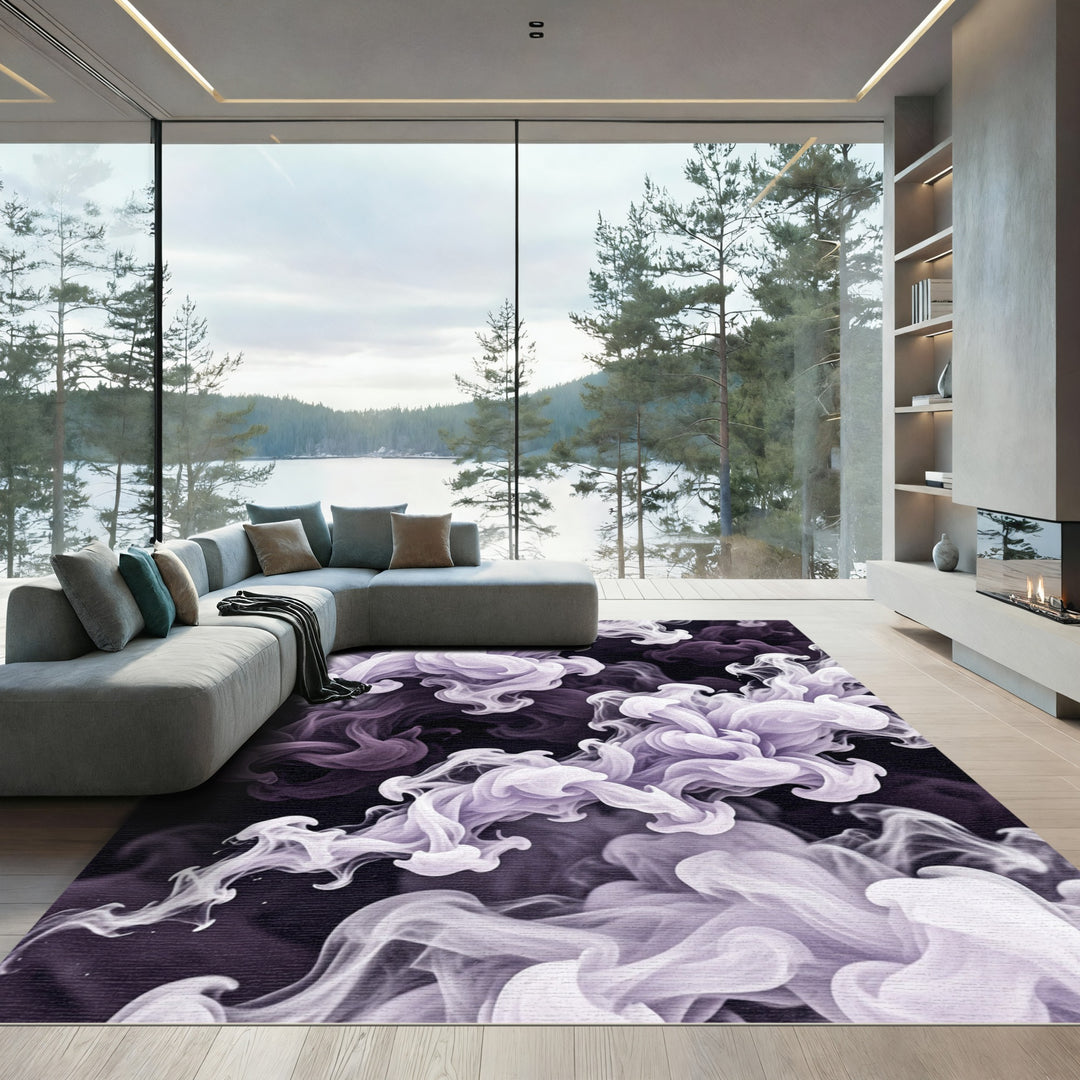 Light Purple Smoke Swirl Art Rug