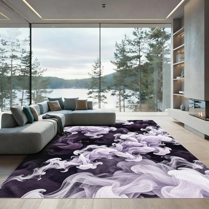 Light Purple Smoke Swirl Art Rug