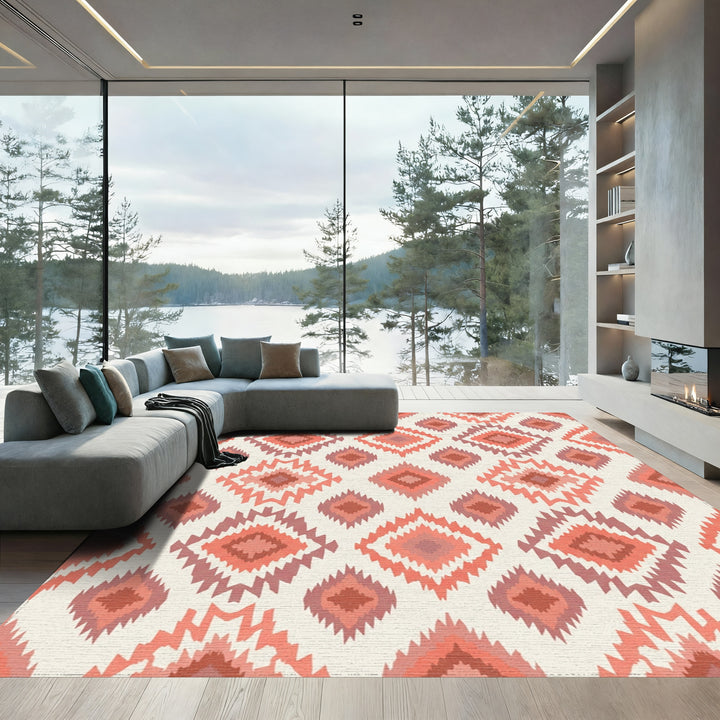 Terracotta Tribal Diamond Medallion Rug