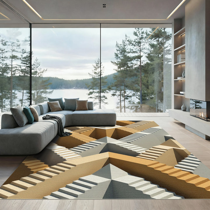 Escher Inspired Geometric Staircase Rug