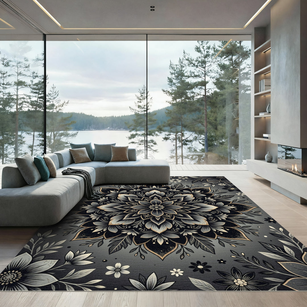 Gothic Floral Mandala Luxury Rug