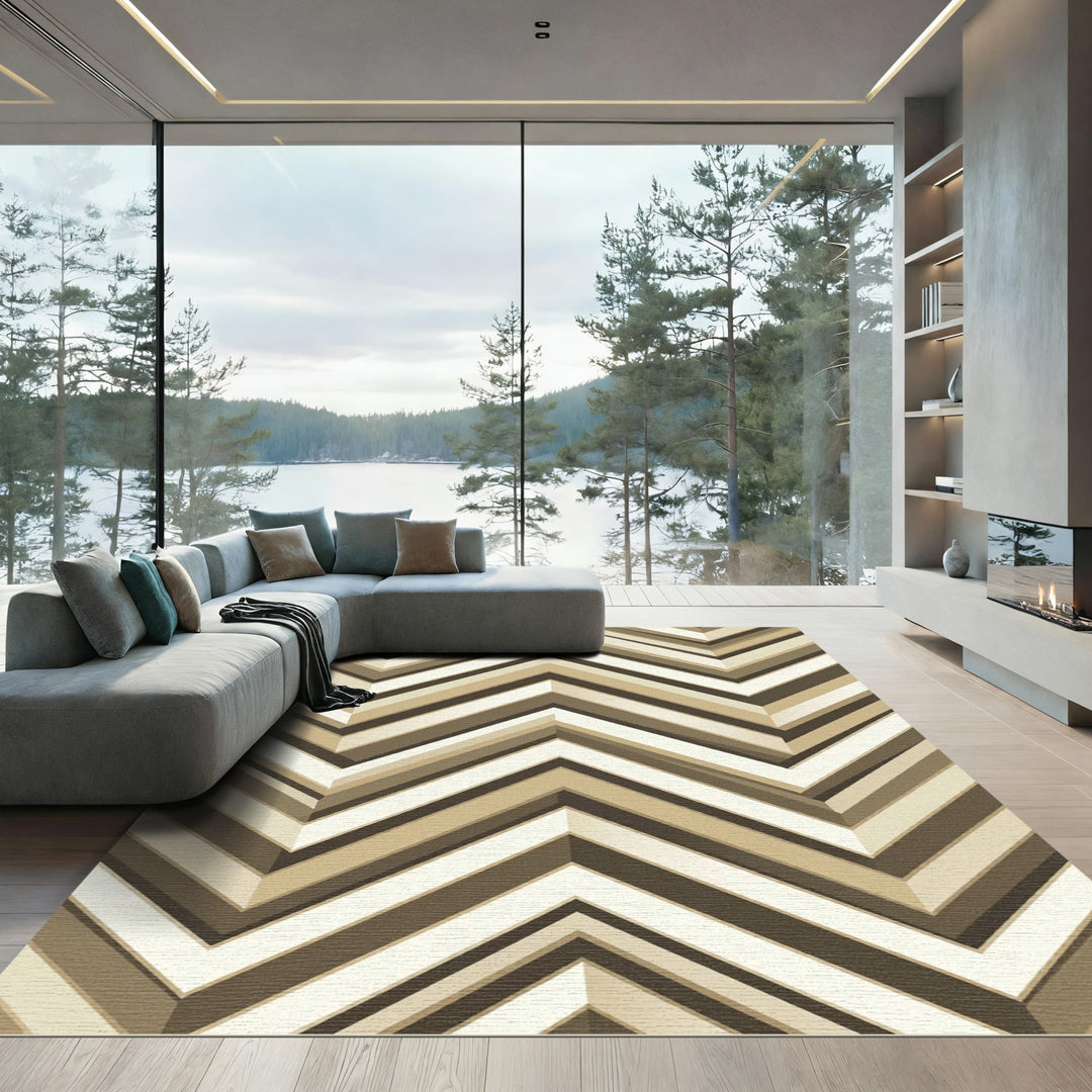 Earthy Tones Zigzag Chevron Stripes Rug