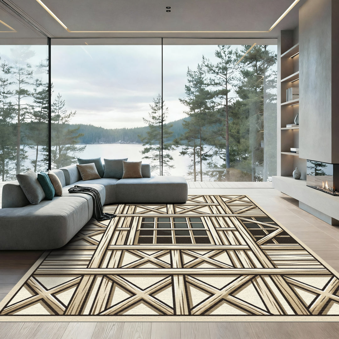 Tudor Wooden Timbered Cross Lattice Rug