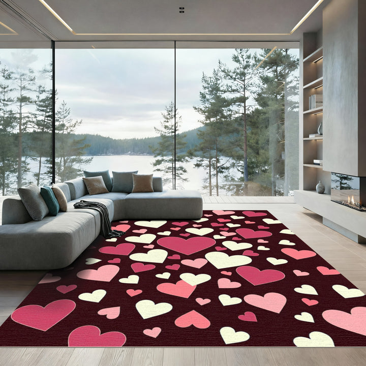 Pink And Cream Hearts Background Rug