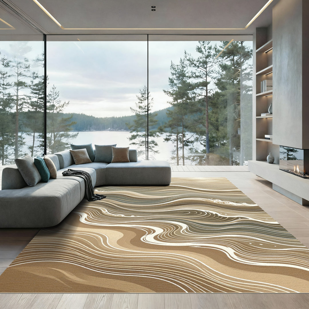 Abstract Sandy Shoreline Waves Rug