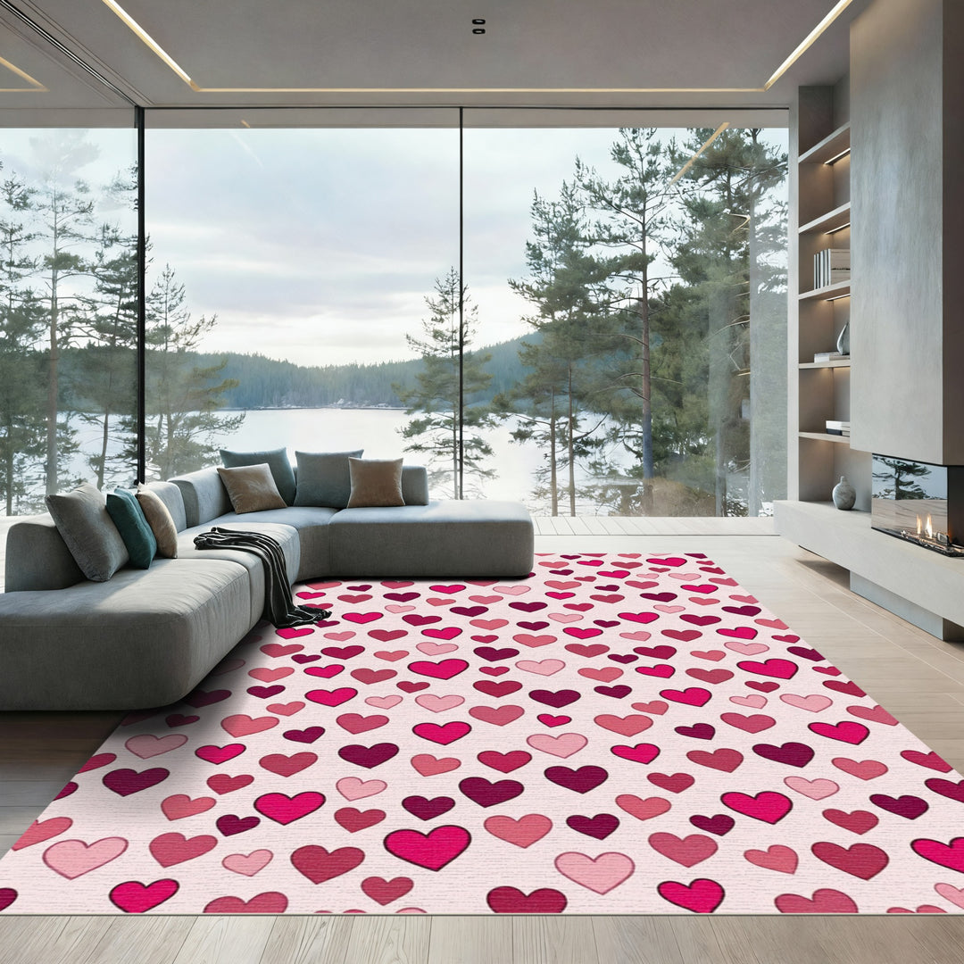 Rosy Pink Heart Scatter Rug