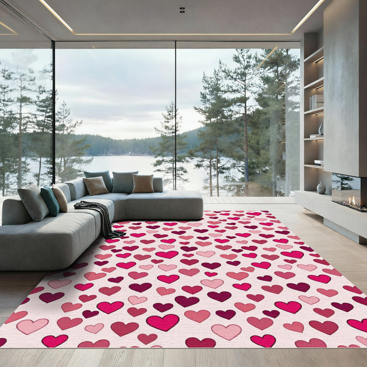 Rosy Pink Heart Scatter Rug