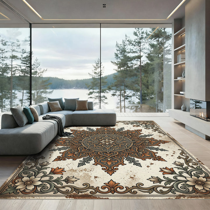 Vintage Floral Ornamental Medallion Rug