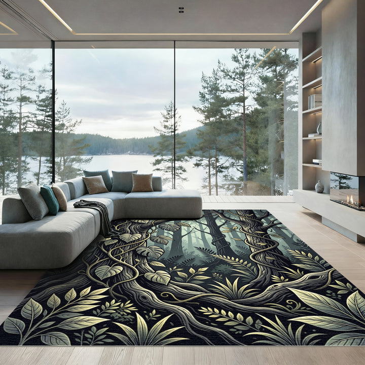 Mystical Dark Forest Vine Rug