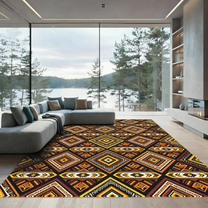 Tribal Diamond Earth Tones Rug