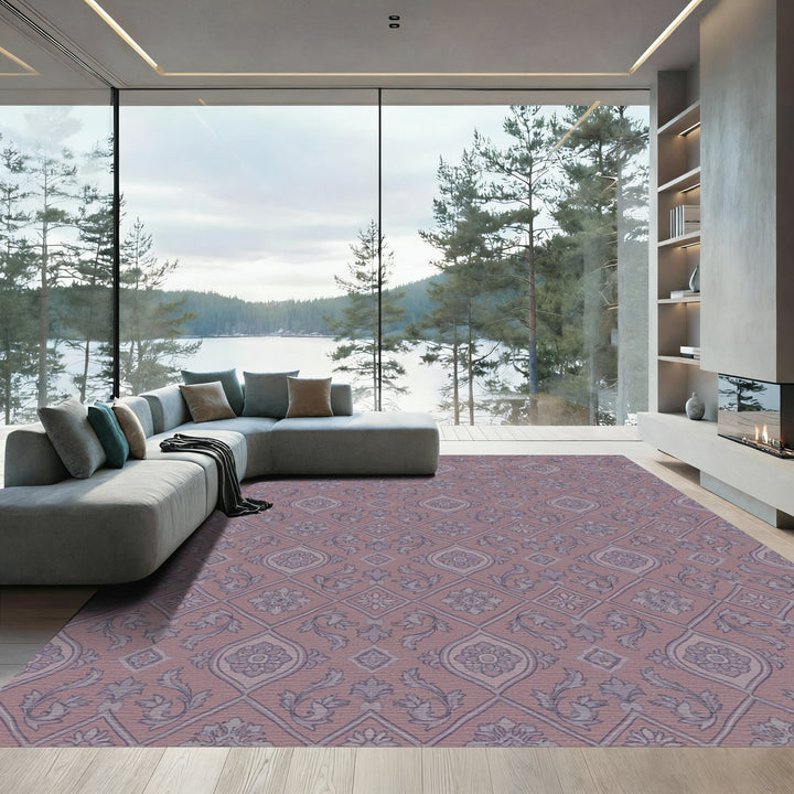 Dusty Rose Medallion Vine Repeat Rug