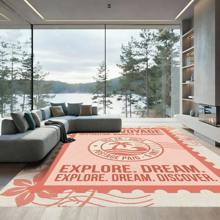 Coral Voyage Tropical Beach Stamp Rug