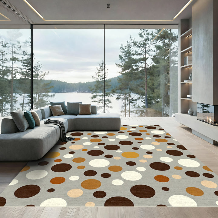 Earthy Tone Polka Dot Scatter Rug