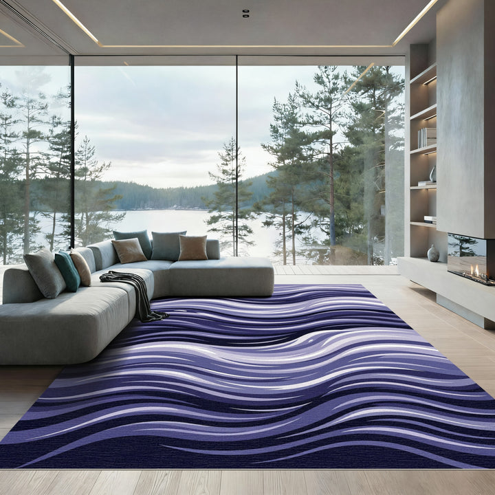 Abstract Swirl Wave Purple Rug