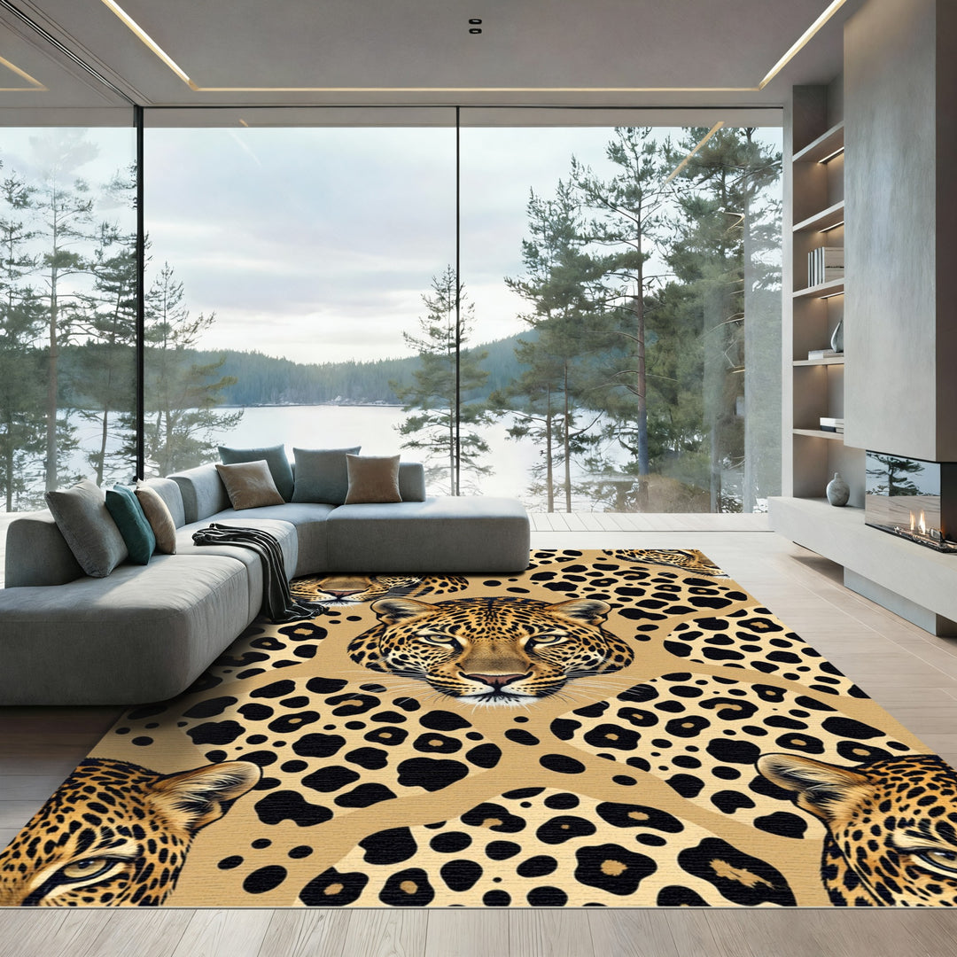Leopard Face Spots Earth Tone Rug