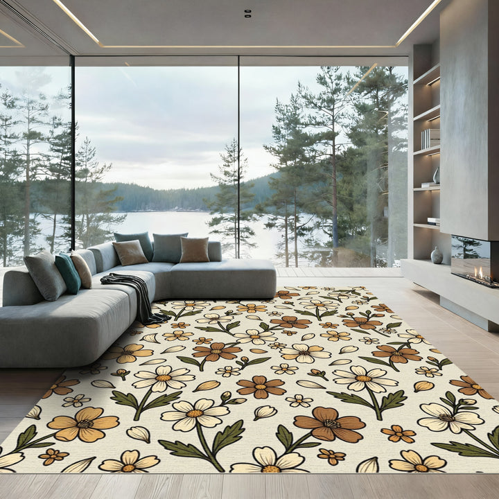 Retro Floral Meadow Charm Rug