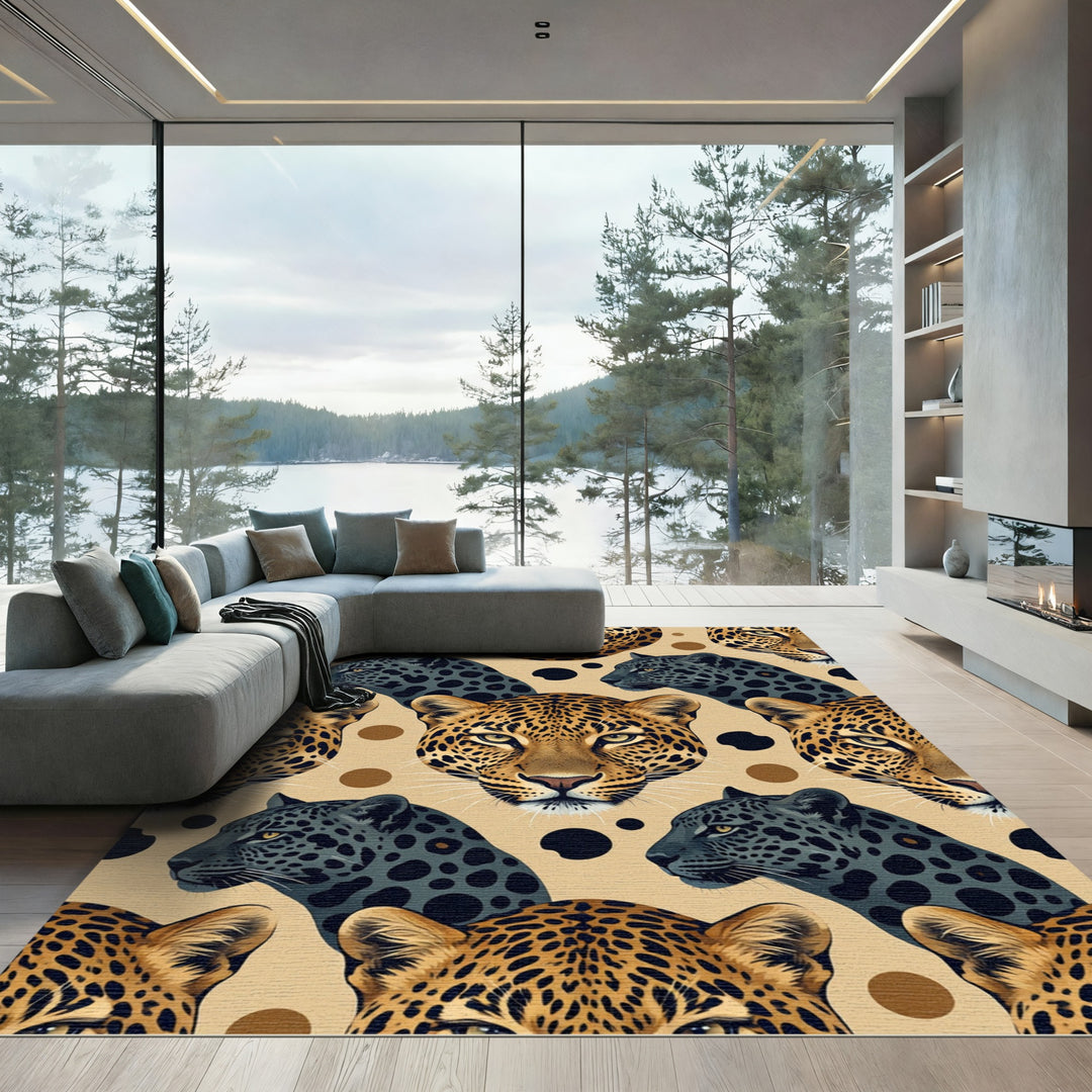 Leopard Silhouette Spots Velvet Rug