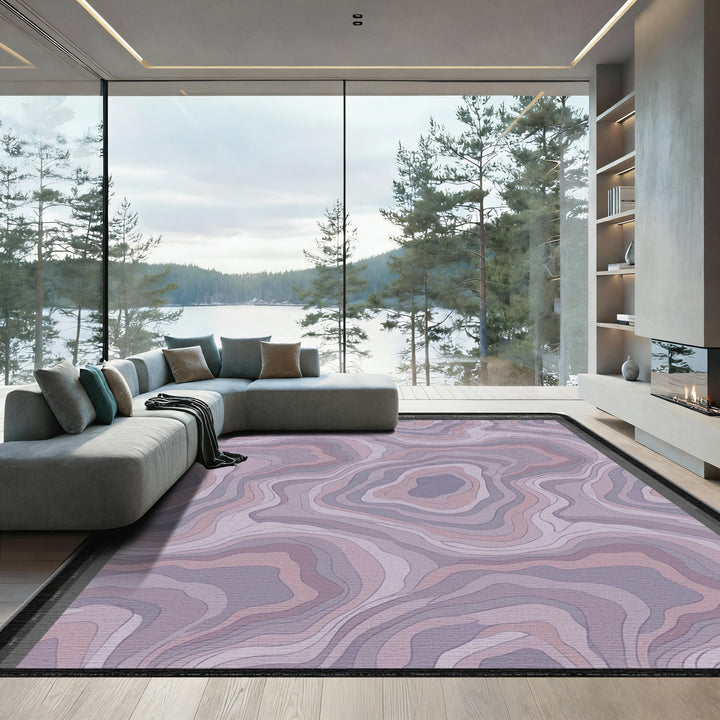 Soft Lavender Contour Topographical Rug