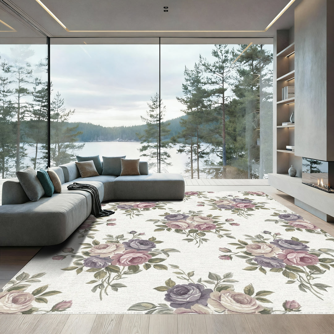 Vintage Rose Garland Floral Arrangement Rug