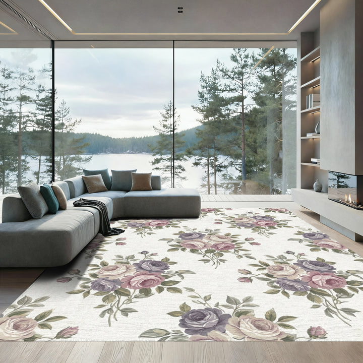 Vintage Rose Garland Floral Arrangement Rug