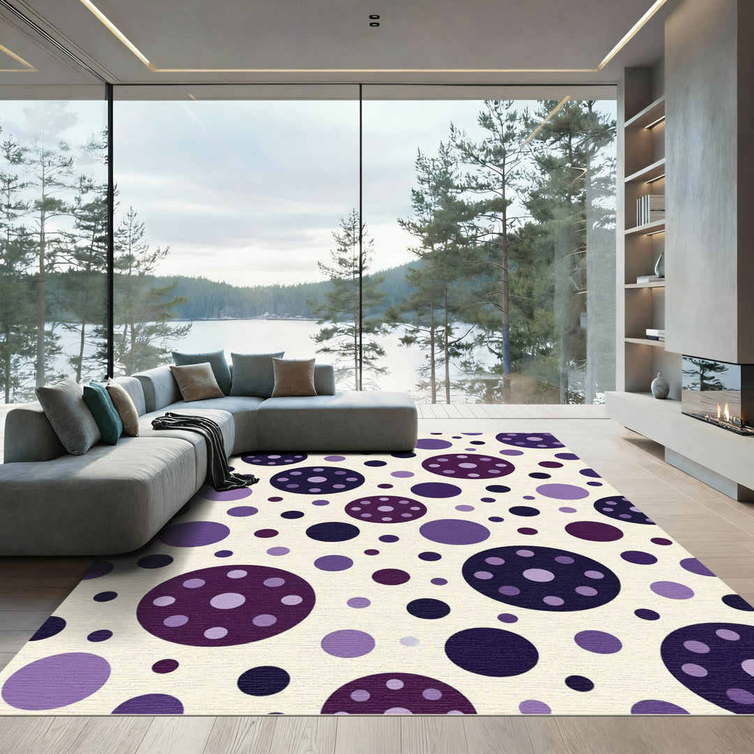 Purple Circles Scattered Dot Rug