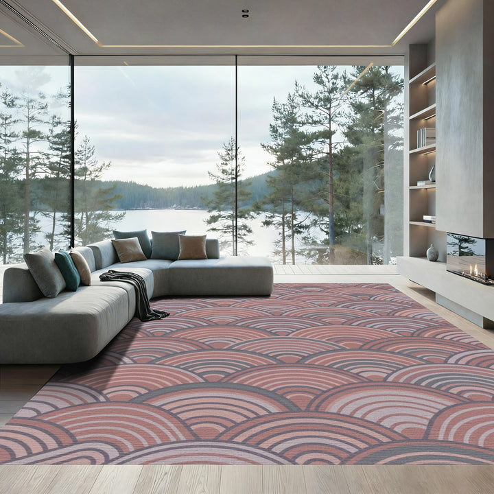 Terracotta Gray Rainbow Arc Rug