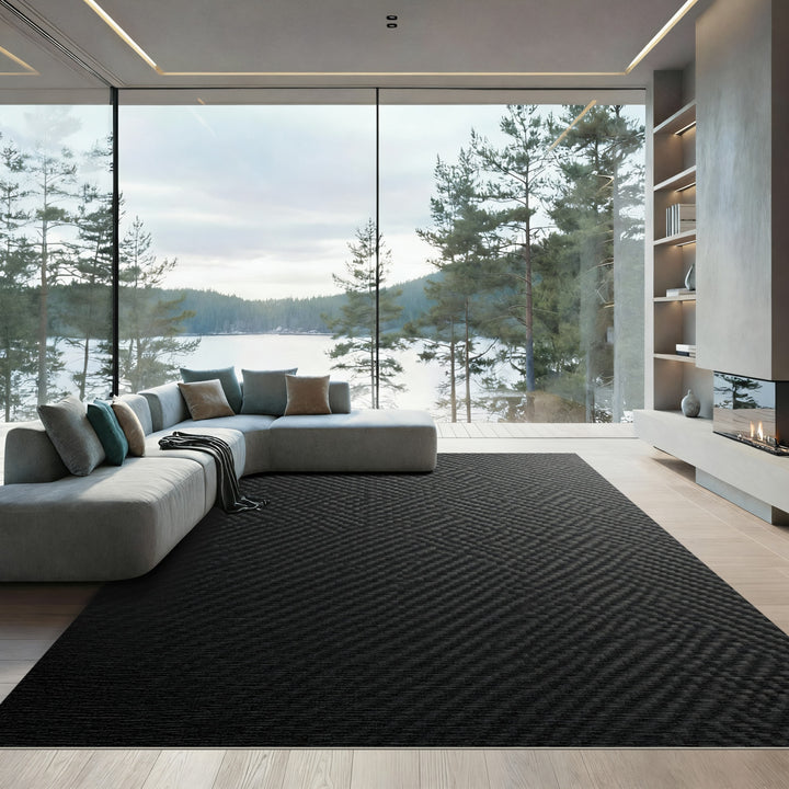 Charcoal Chevron Weave Texture Rug