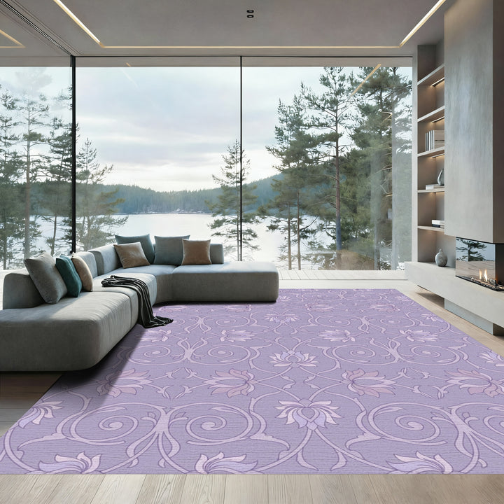Lila Floral Scroll Swirl Rug