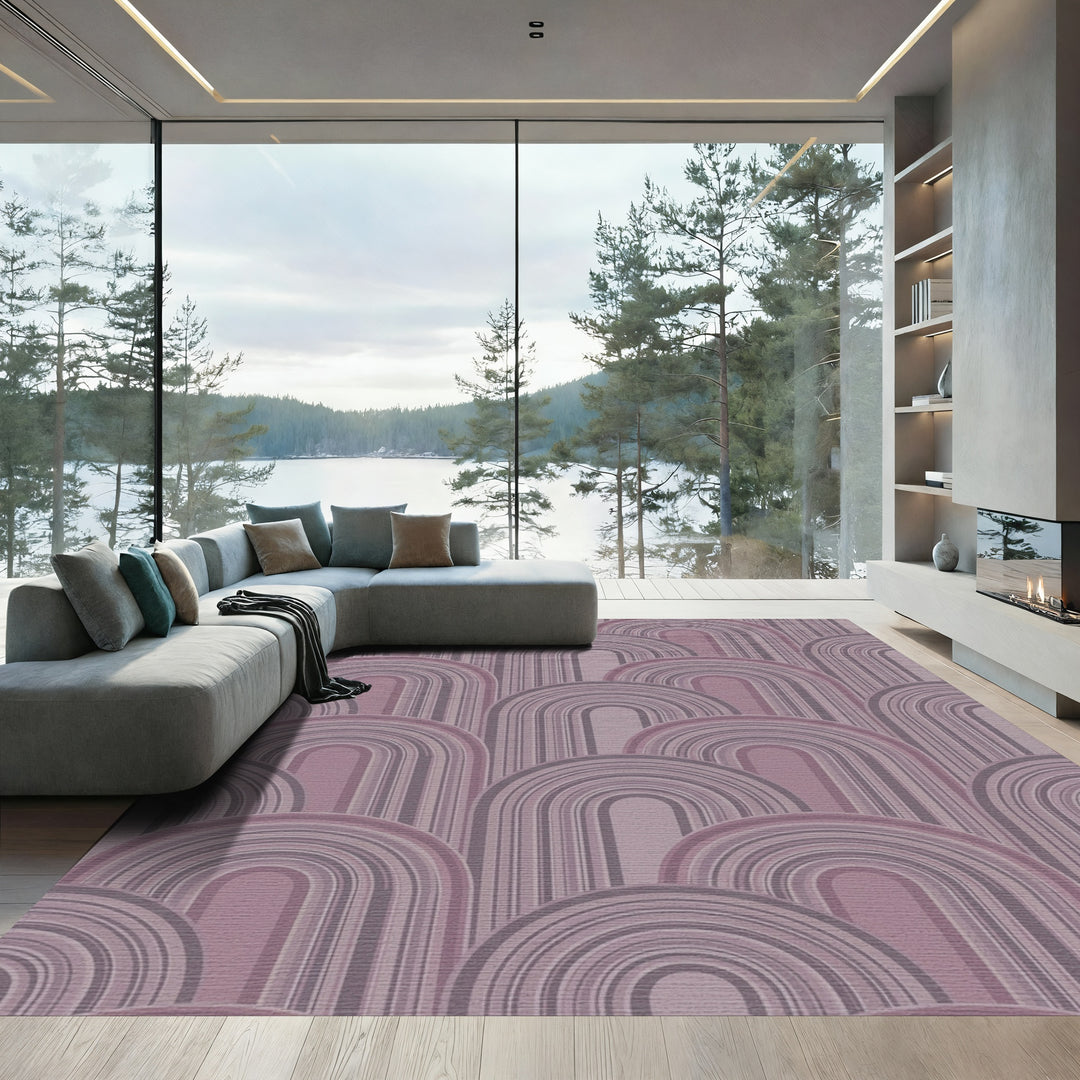 Plum Abstract Rainbow Arch Repeat Rug