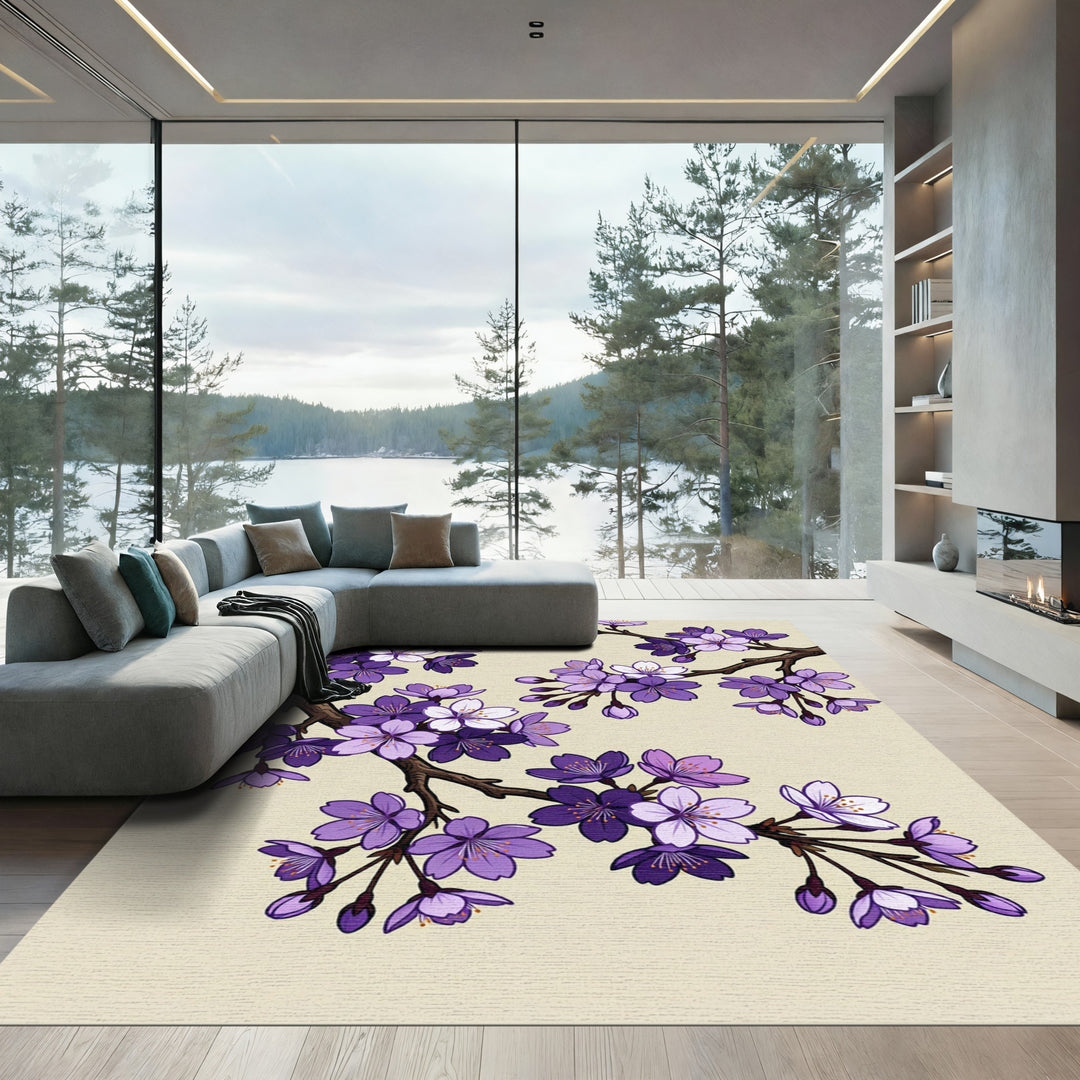 Purple Cherry Blossom Branches Rug