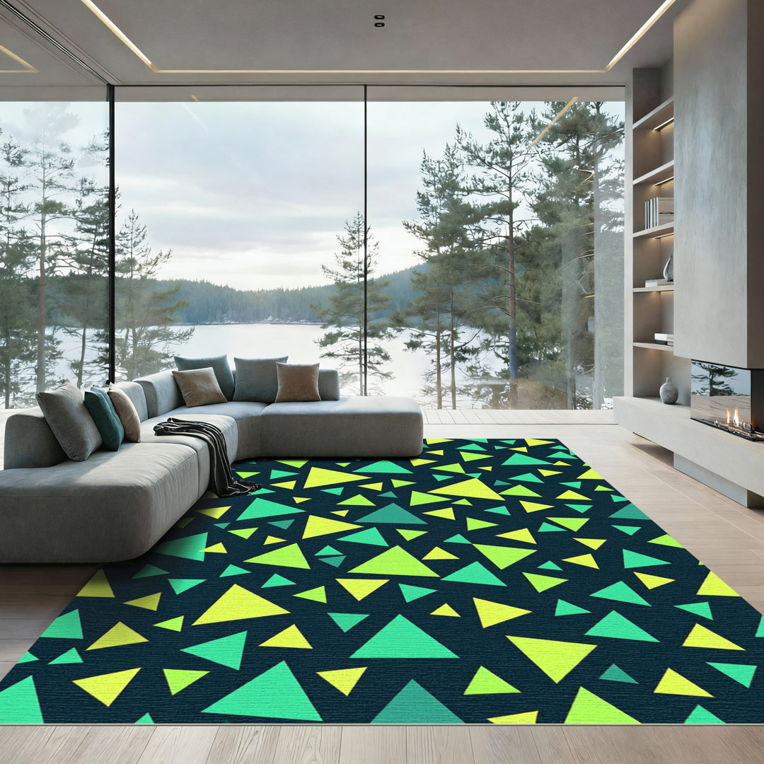 Triangles Radiant Emerald Yellow Scatter Rug