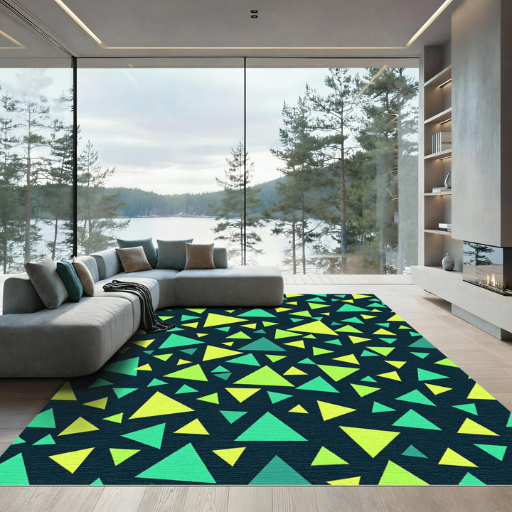 Triangles Radiant Emerald Yellow Scatter Rug