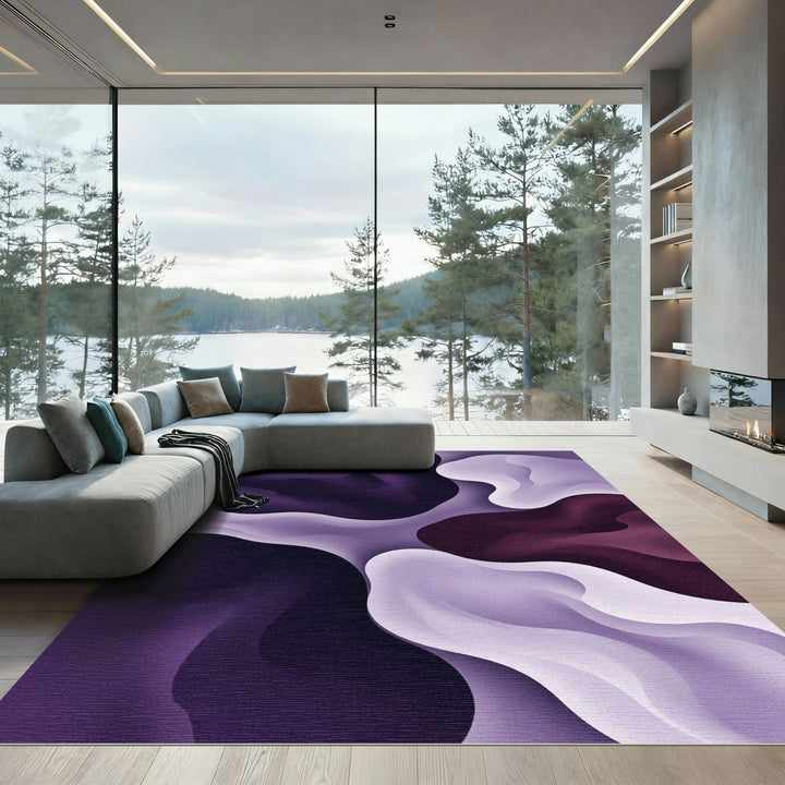 Abstract Purple And Lavender Flow Rug