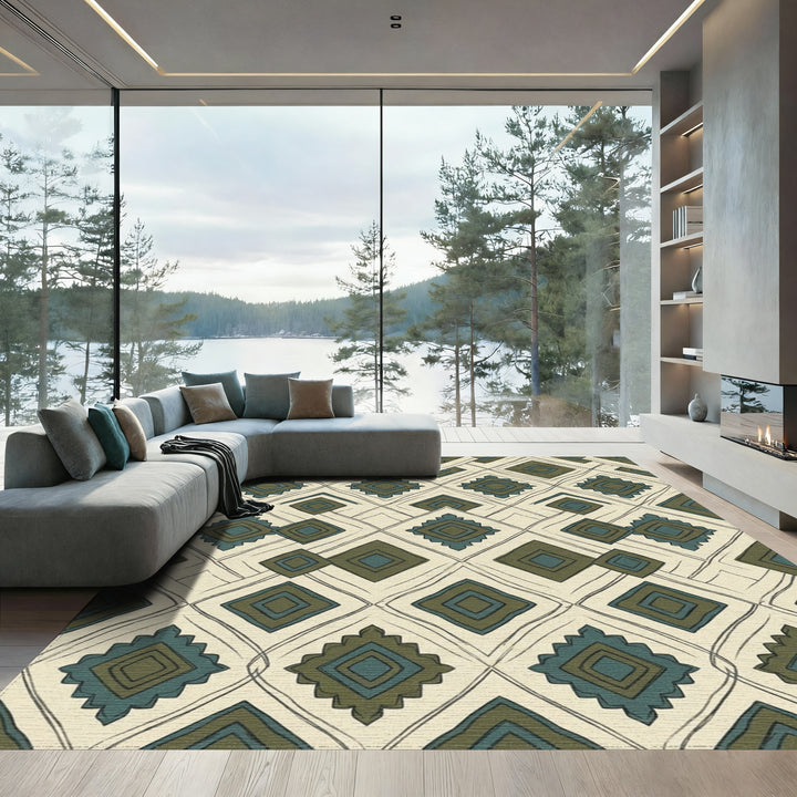 Earth Tones Diamond Geometric Rug