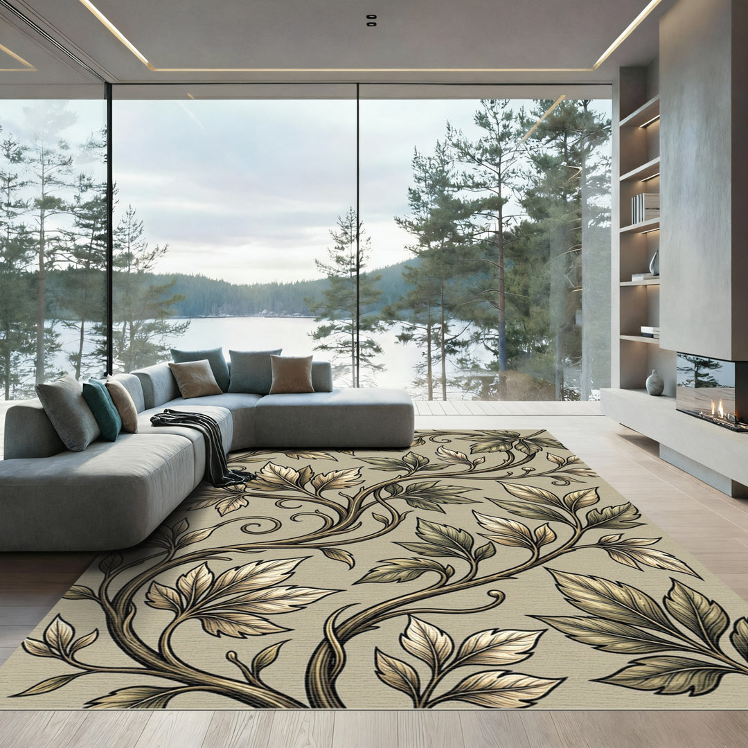 Vintage Gold Leaf Vine Rug