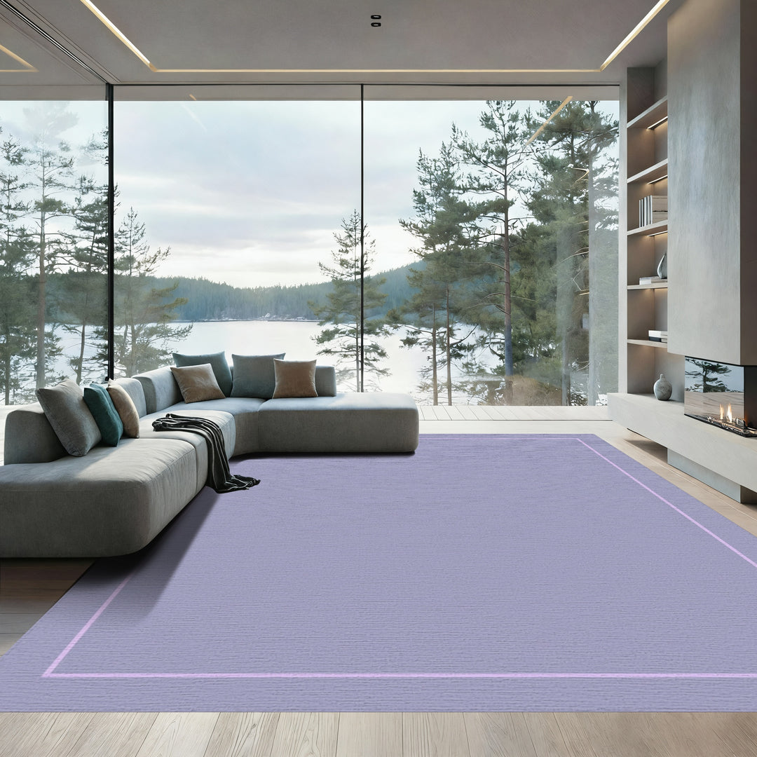 Soft Lilac Minimalist Geometric Frame Rug