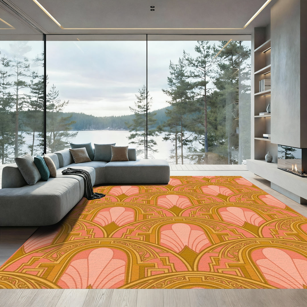 Art Deco Geometric Fan Shell Rug
