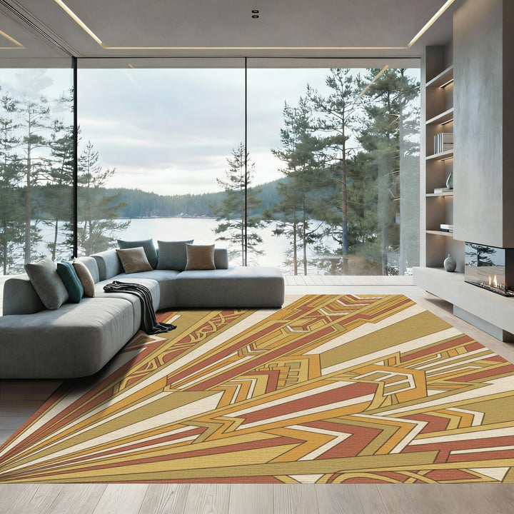 Sunburst Gemstone Geometric Rays Rug