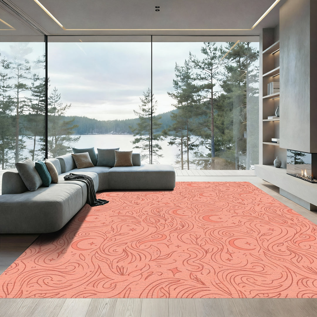 Celestial Moon And Star Swirl Garden Rug