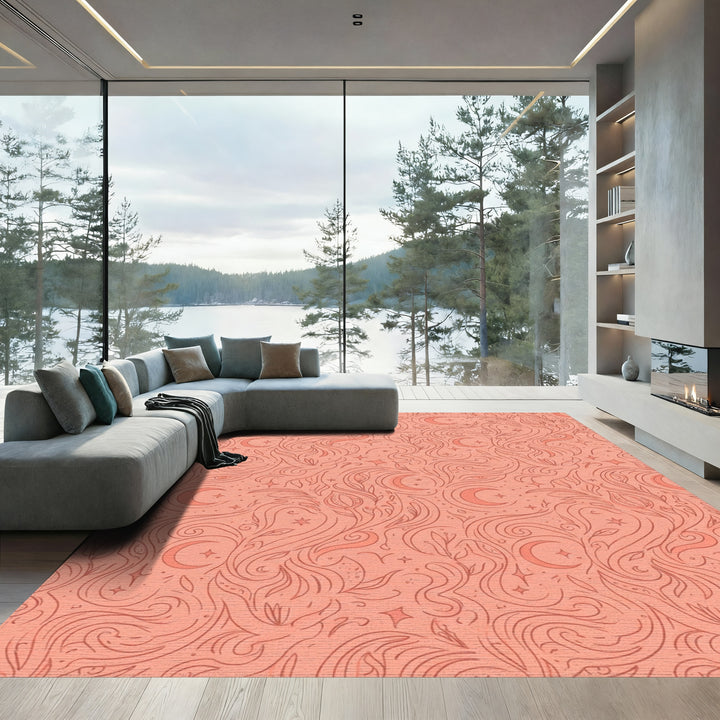 Celestial Moon And Star Swirl Garden Rug